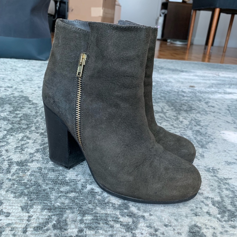 suede high block heel ankle booties 7 37